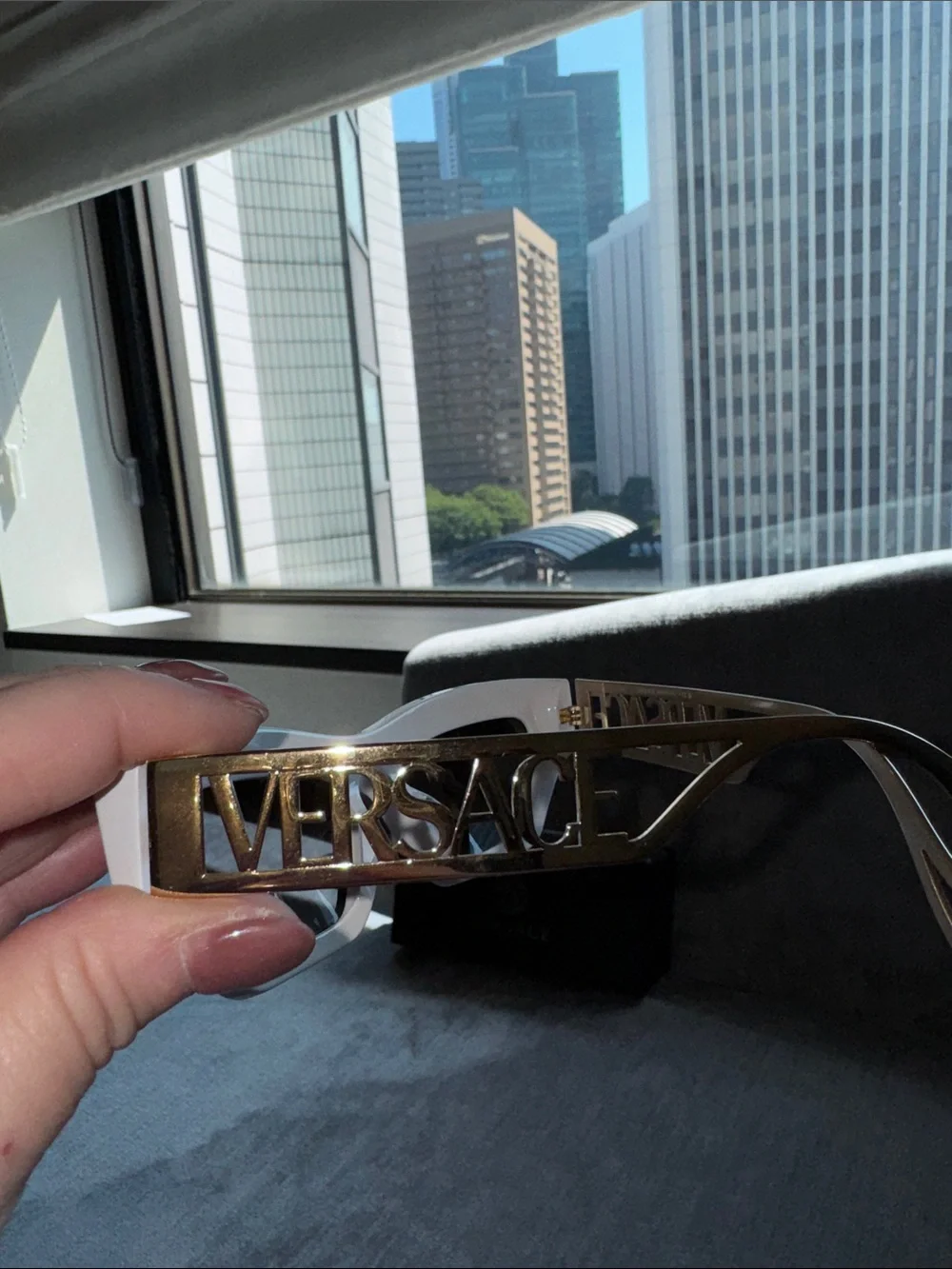 Versace White Cat-Eye Sunglasses with Black Lenses (full inclusion)
